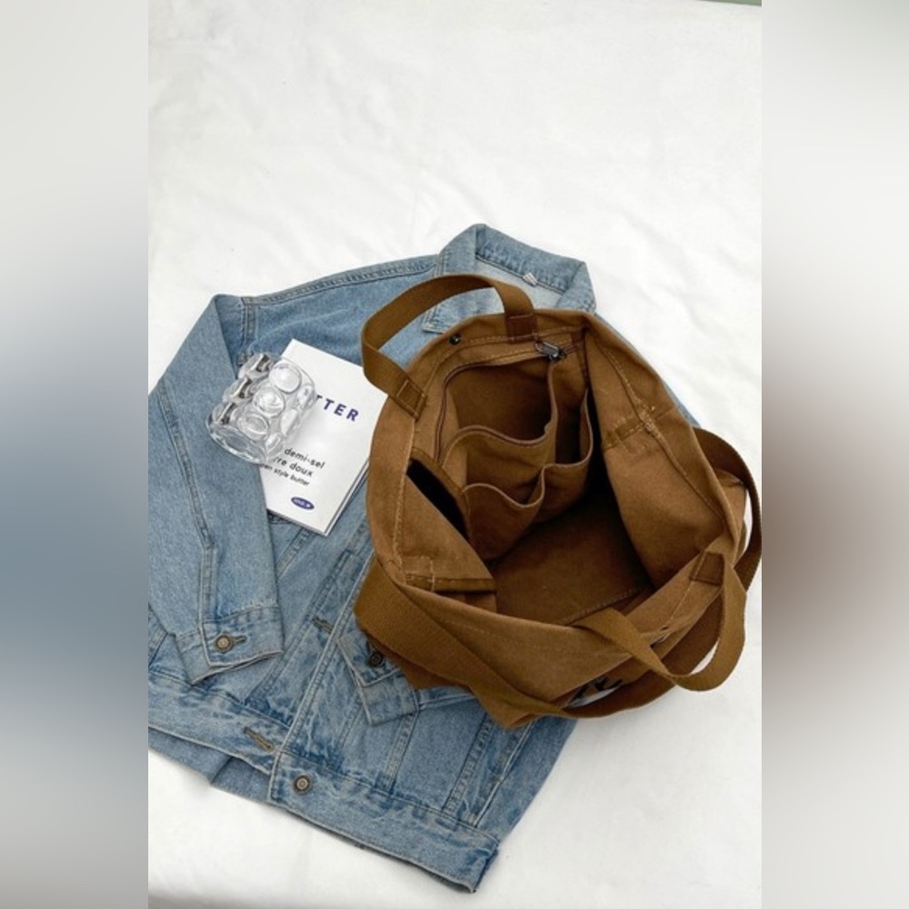 NWT Minimalist Large Capacity Canvas Shoulder Tote Bag - Picture 5 of 7